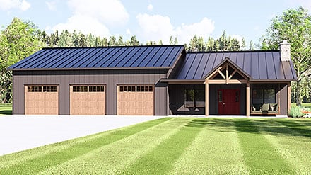 Barndominium Country Craftsman Ranch Elevation of Plan 100799