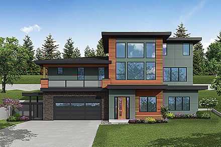 Contemporary, Modern House Plan 100800 with 5 Beds, 5 Baths, 2 Car Garage