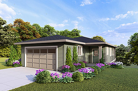 Prairie Style Traditional Elevation of Plan 100817
