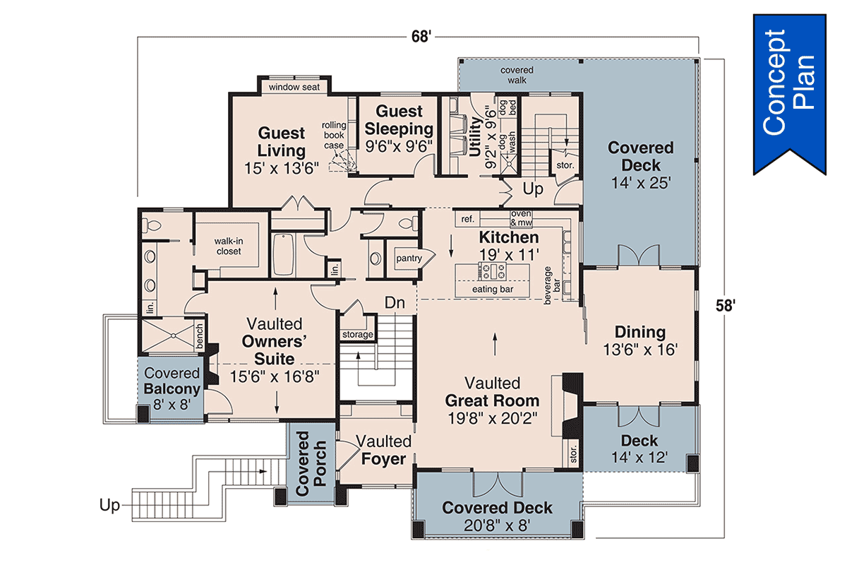 Contemporary Modern Level One of Plan 100818