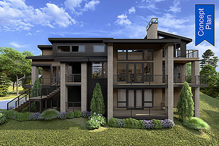Contemporary Modern Elevation of Plan 100818