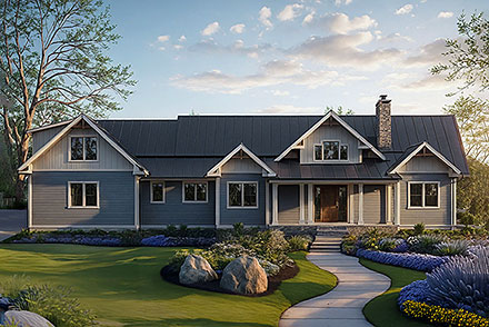 Country Craftsman Ranch Elevation of Plan 100851