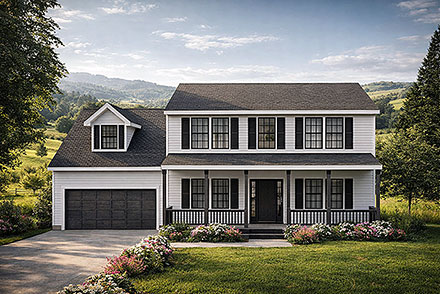 Country Saltbox Traditional Elevation of Plan 100878