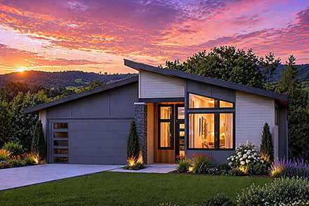 Contemporary Modern Ranch Elevation of Plan 100883