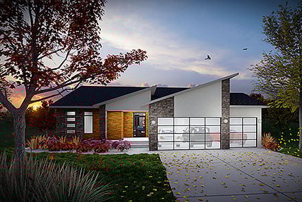 Contemporary Modern Ranch Elevation of Plan 100912
