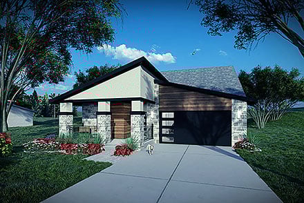 Modern Ranch Elevation of Plan 100915