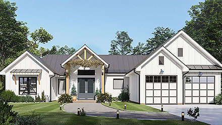 Craftsman Farmhouse New American Ranch Traditional Elevation of Plan 101103