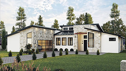 Contemporary Modern Elevation of Plan 101112