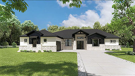 Contemporary Ranch Elevation of Plan 101113