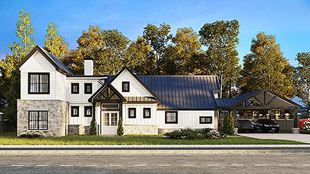 Country Farmhouse Southern Elevation of Plan 101114