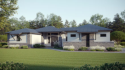 Contemporary Prairie Ranch Elevation of Plan 101117