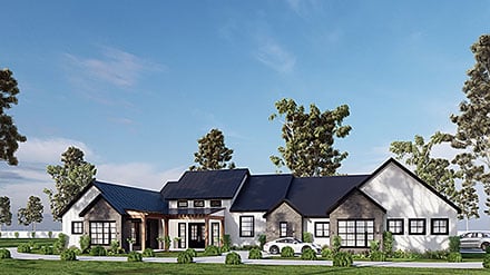 Farmhouse New American Style Elevation of Plan 101129