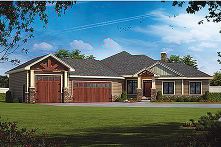 Craftsman New American Style Ranch Elevation of Plan 101210