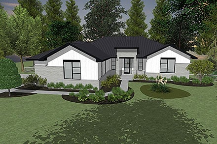Contemporary Southwest Elevation of Plan 101214