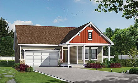 Craftsman Farmhouse Ranch Elevation of Plan 101222