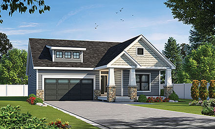 Cottage Craftsman Ranch Elevation of Plan 101236