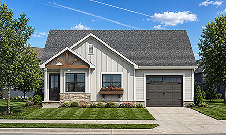 Contemporary Craftsman Farmhouse Elevation of Plan 101265