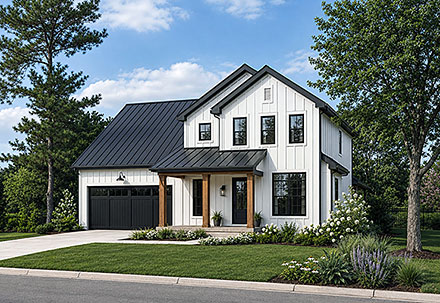 Contemporary Farmhouse New American Traditional Elevation of Plan 101266