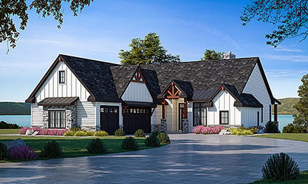 Contemporary Craftsman Farmhouse Elevation of Plan 101278