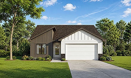 Contemporary Farmhouse Ranch Elevation of Plan 101285