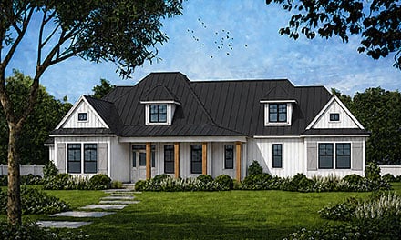 Contemporary Country Farmhouse Traditional Elevation of Plan 101291