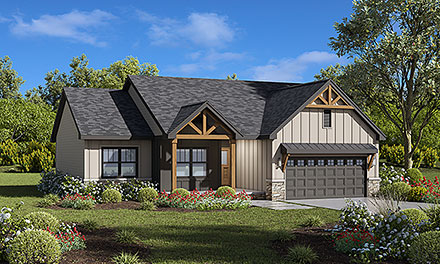 Craftsman Farmhouse Ranch Elevation of Plan 101297