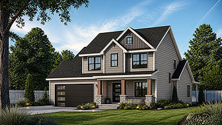Contemporary Country Craftsman Farmhouse Elevation of Plan 101299