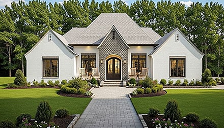 Acadian French Country Traditional Elevation of Plan 101304