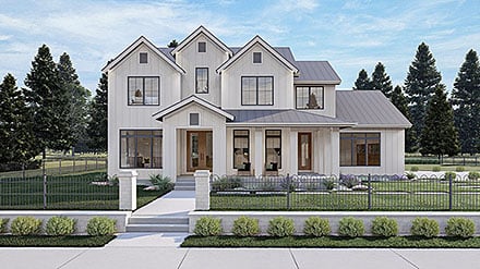 Contemporary Country Craftsman Farmhouse New American Style Elevation of Plan 101400