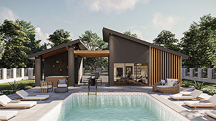Contemporary Modern Elevation of Plan 101406