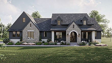 Contemporary Cottage Country New American Style Elevation of Plan 101410