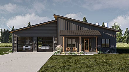 Barndominium Contemporary Modern Elevation of Plan 101411