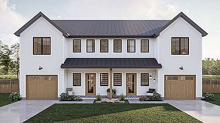 Contemporary Country Farmhouse New American Style Elevation of Plan 101419