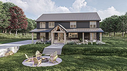 Barndominium Contemporary Country Farmhouse New American Style Elevation of Plan 101437