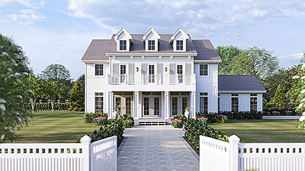 Colonial Southern Elevation of Plan 101446