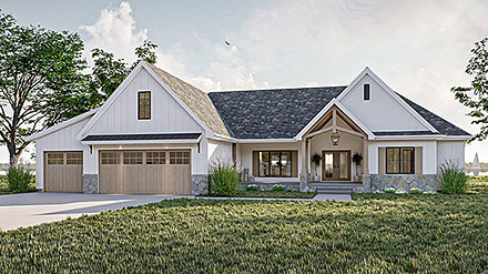 Contemporary Country Craftsman Farmhouse New American Elevation of Plan 101448