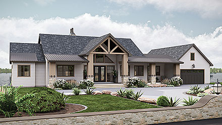Coastal Country Craftsman Elevation of Plan 101454