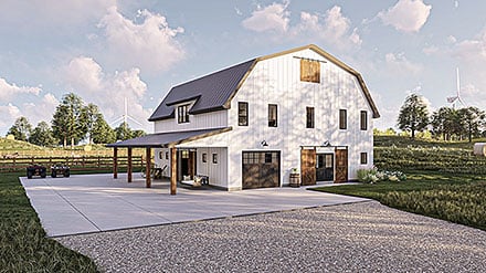 Barndominium Country Farmhouse New American Elevation of Plan 101456