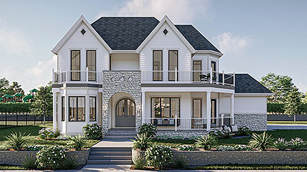 Contemporary Country Traditional Victorian Elevation of Plan 101457