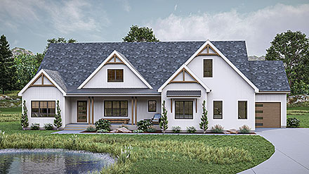Contemporary Country Craftsman Farmhouse New American Elevation of Plan 101461