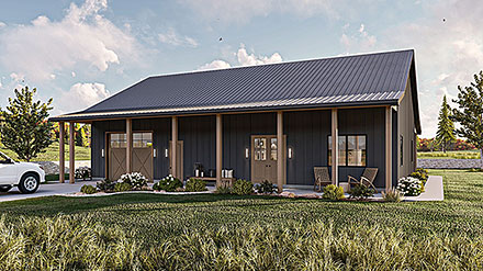Barndominium Cabin Country Farmhouse Ranch Elevation of Plan 101463