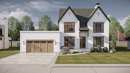 Contemporary Cottage European Modern Elevation of Plan 101471