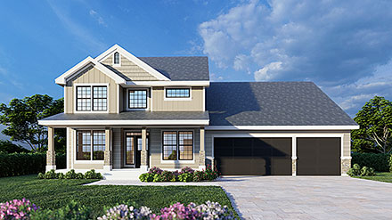Craftsman Farmhouse Traditional Elevation of Plan 101510