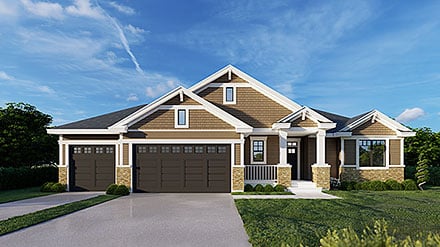 Craftsman European Traditional Elevation of Plan 101514