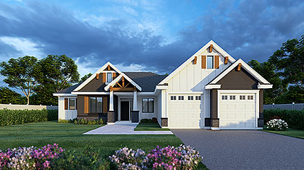 Coastal Craftsman European Traditional Elevation of Plan 101539