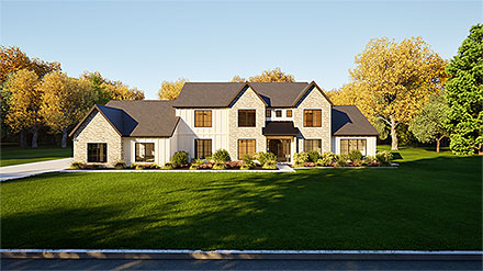 Farmhouse New American Style Traditional Elevation of Plan 101802