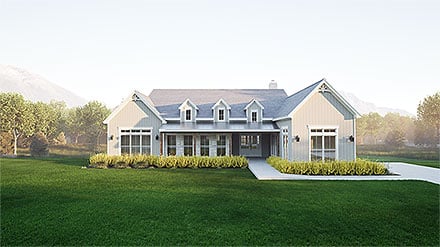 Country Craftsman Farmhouse Southern Elevation of Plan 101804