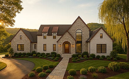 Contemporary Tudor Elevation of Plan 101819