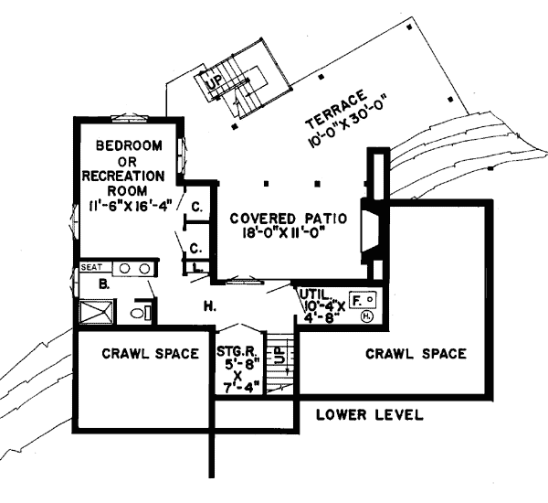 Contemporary One-Story Retro Lower Level of Plan 10184