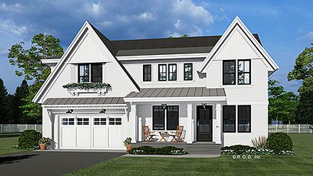 Contemporary Country Farmhouse New American Style Elevation of Plan 101900